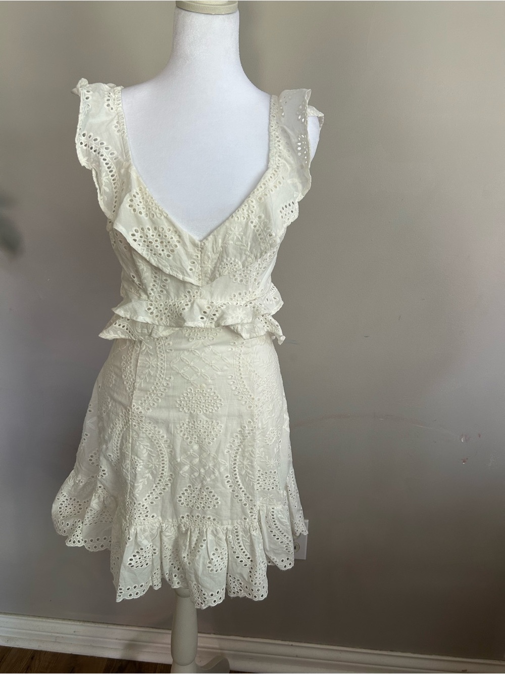 ASTR The Label Elora Ivory Eyelet Cutout Skater Dress - Picture 4 of 12